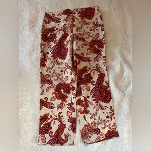 Liz Claiborne cream and red silk and linen pants